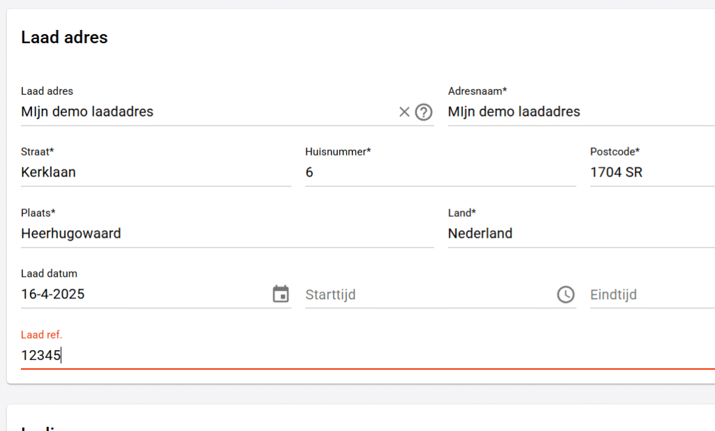 TMS orderportal